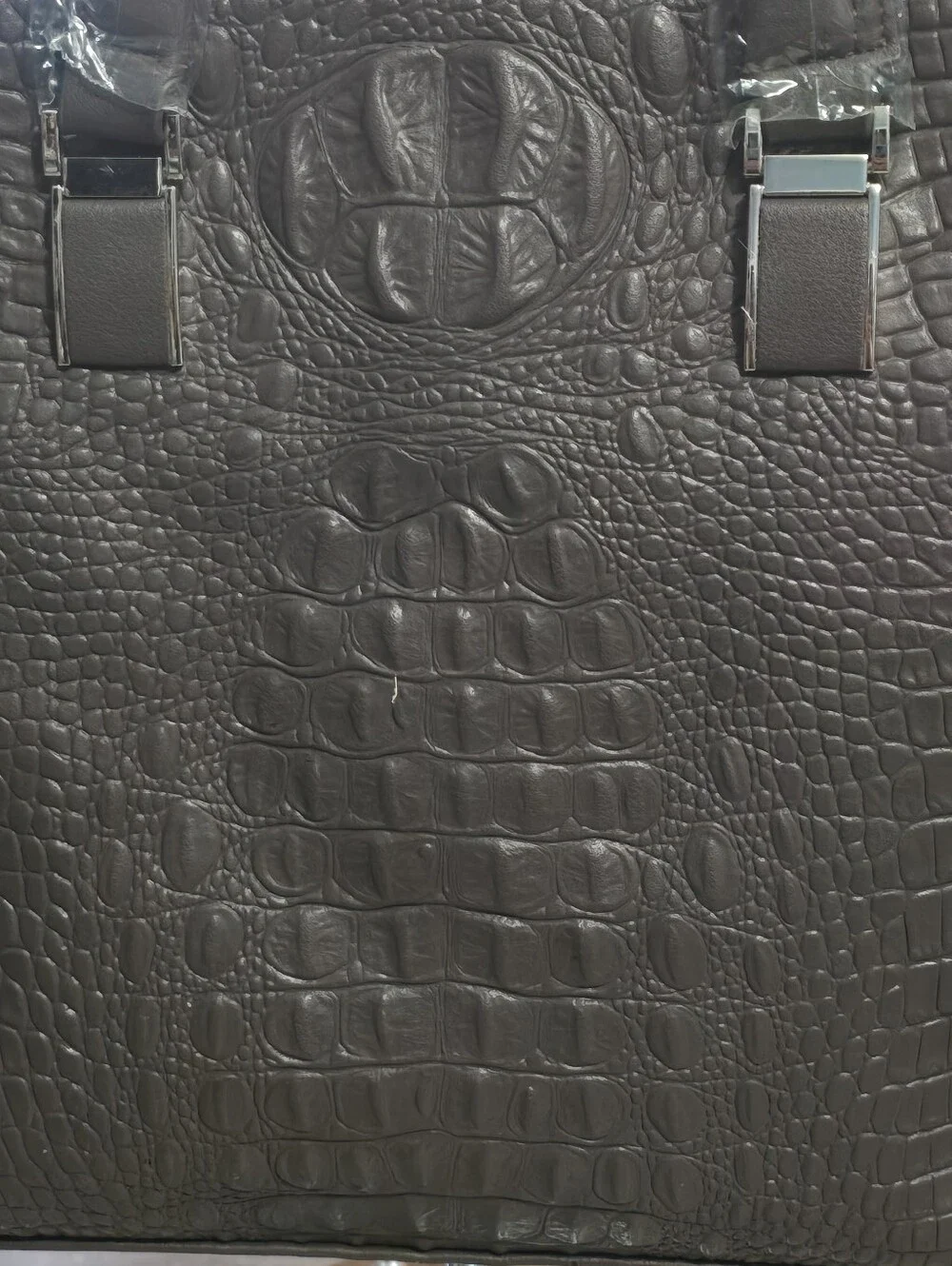 Baroque Royal Brown Vegan Leather Croc-Embossed Laptop Briefcase Bag